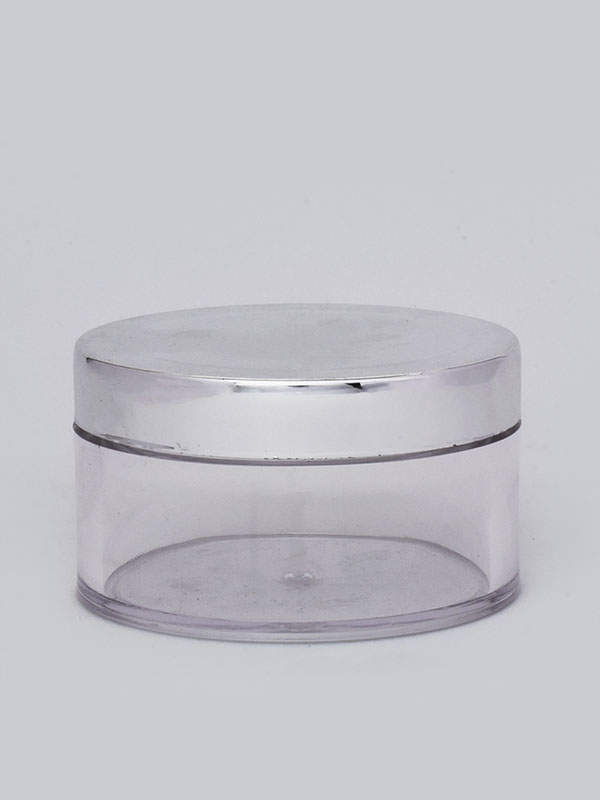 50 GM Clear SAN Cream Jar with Lid and Shinny Silver Metalized ABS Cap
